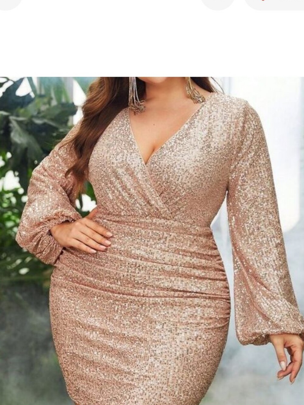 Faeriesty Champagne Gold V Neck Lantern Sleeve Wedding Party Dress Sz 2X Plus